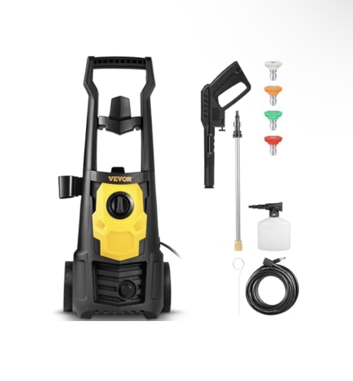 VEVOR Electric Power Washer, 2000 PSI, Max 1.65 GPM Pressure Washer 30 ft Hose