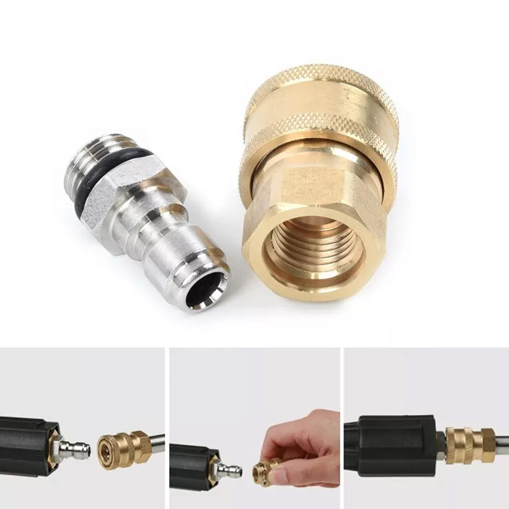 2x Pressure Washer Quick Release Connector Brass Tube Fitting 1/4 Male M22/14
