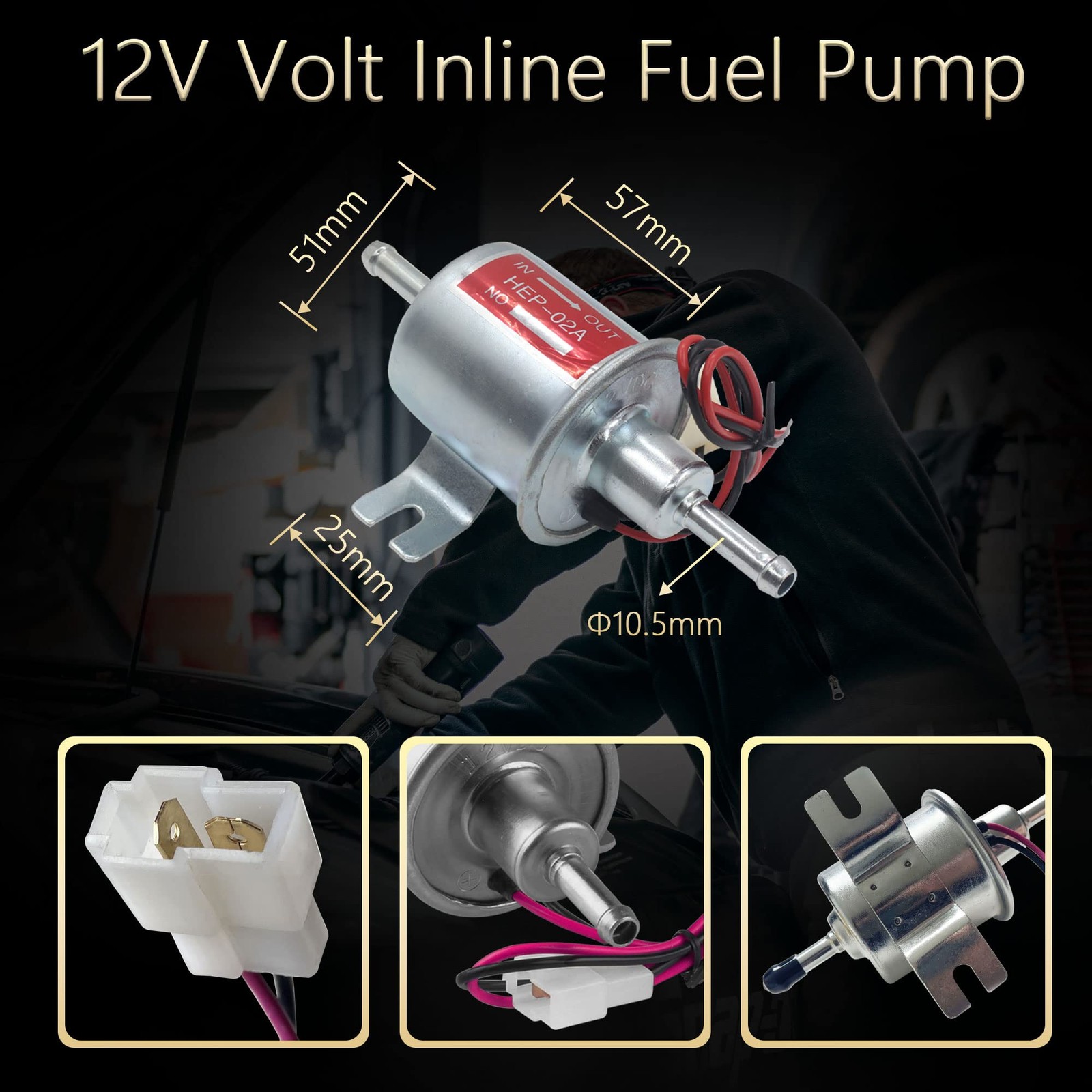 Effoexpart Universal Electric Fuel Pump 12V Transfer Low Pressure 5-9 PSI…
