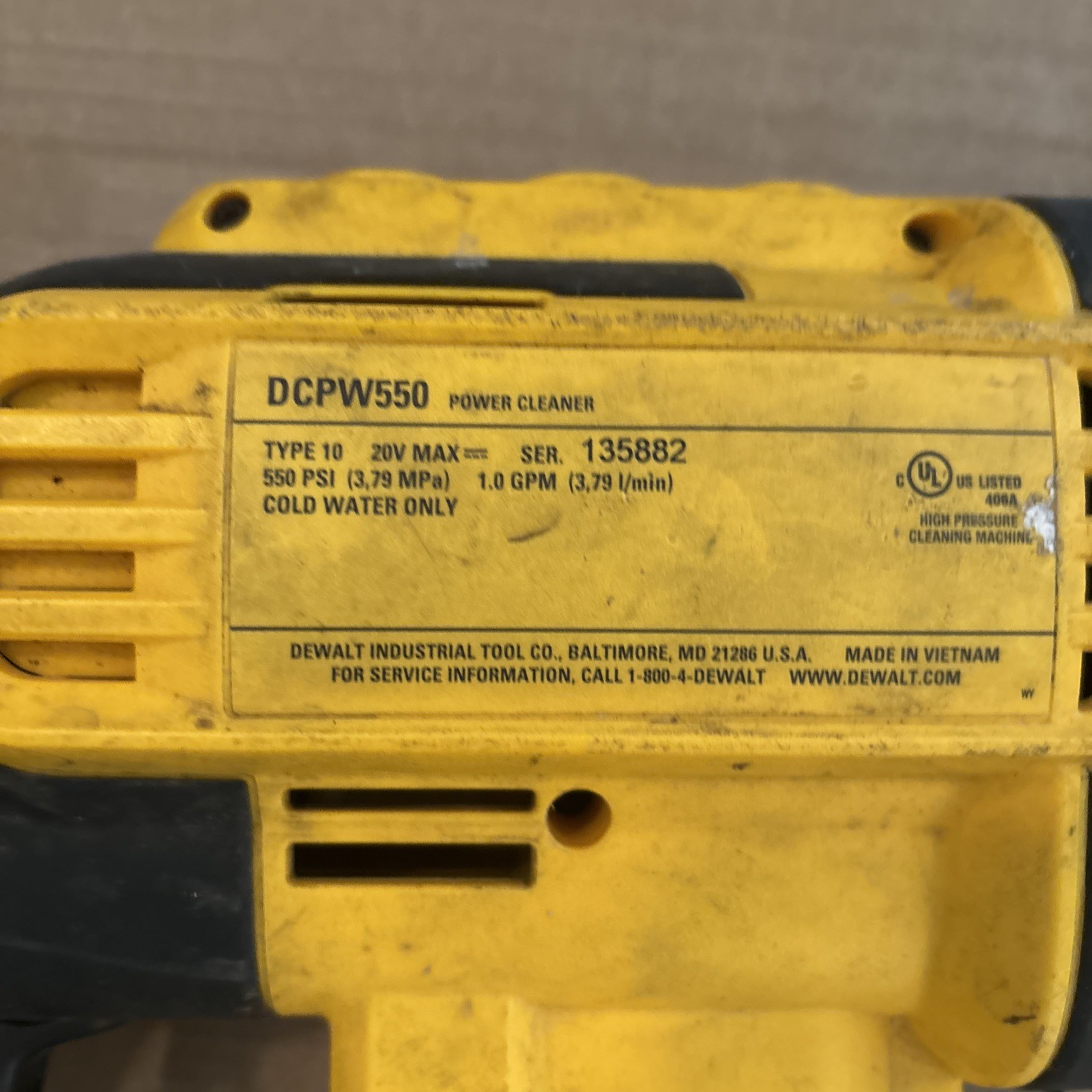 DEWALT 20V MAX 550 PSI Cold Water Pressure Washer (DCPW550B) Read Desc