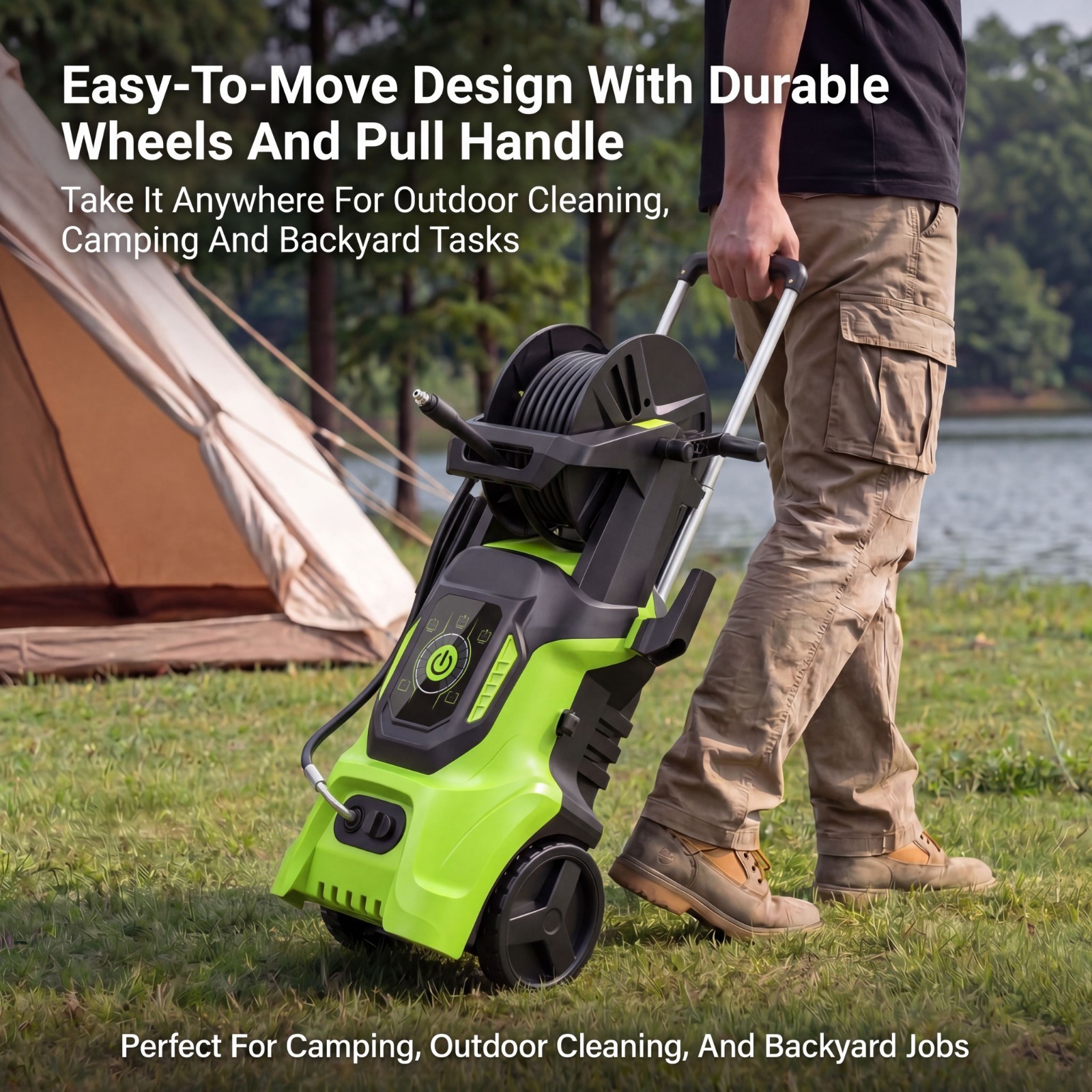 Pressure Washer 4500PSI 3.8GPM, 15-Level Touchscreen, Soap Tank, for Yard