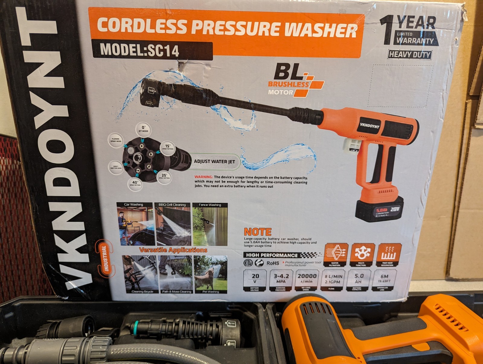 Cordless Pressure Washer, 2000PSI MAX with Brushless Motor
