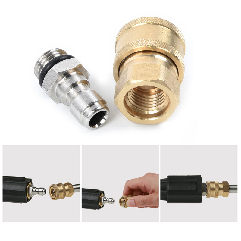 Pressure Washer, Quick Release 1/4 Inch Male M22/14 Female Brass Connector