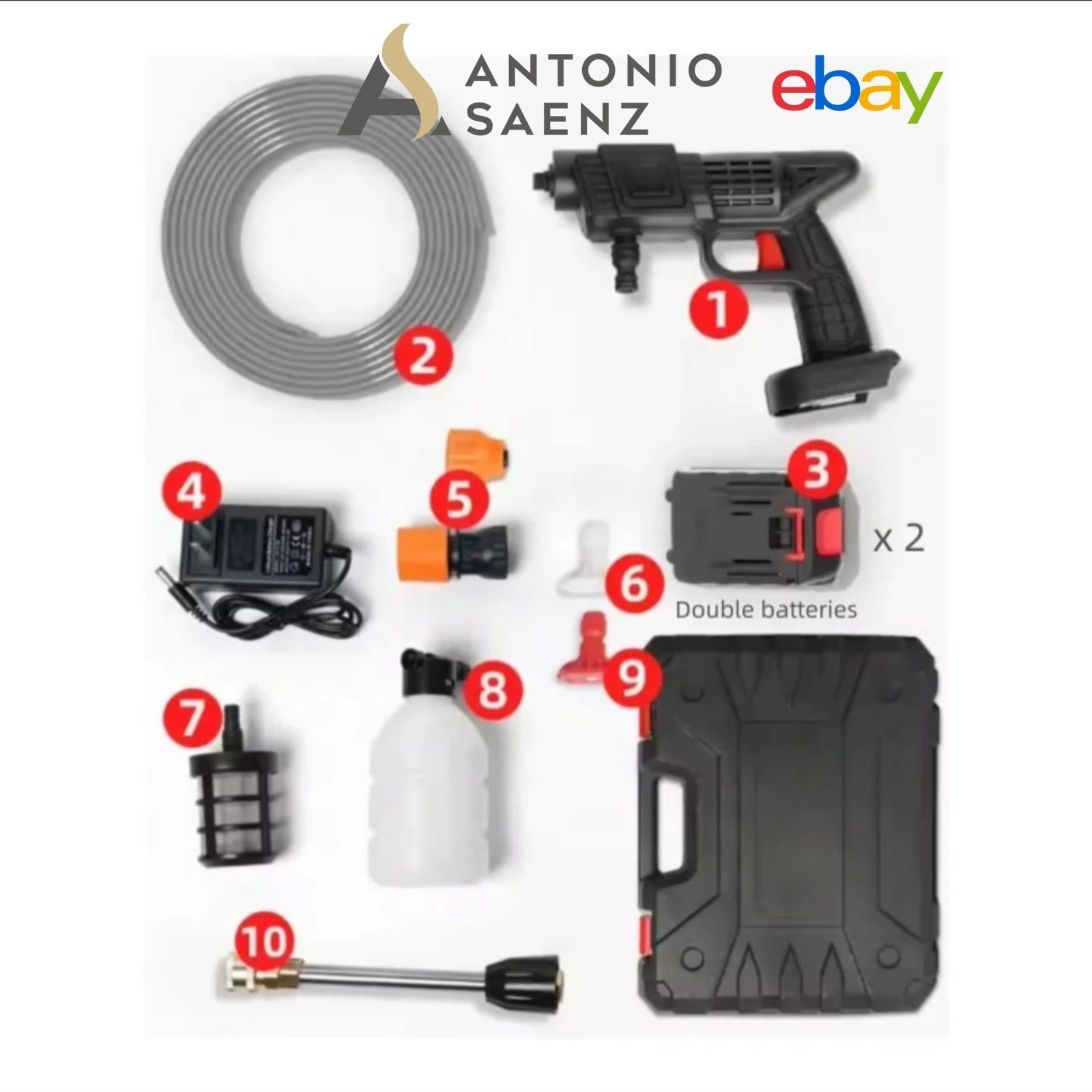 48V Cordless Electric Pressure Washer Gun 435 PSI Dual Battery Kit With Case