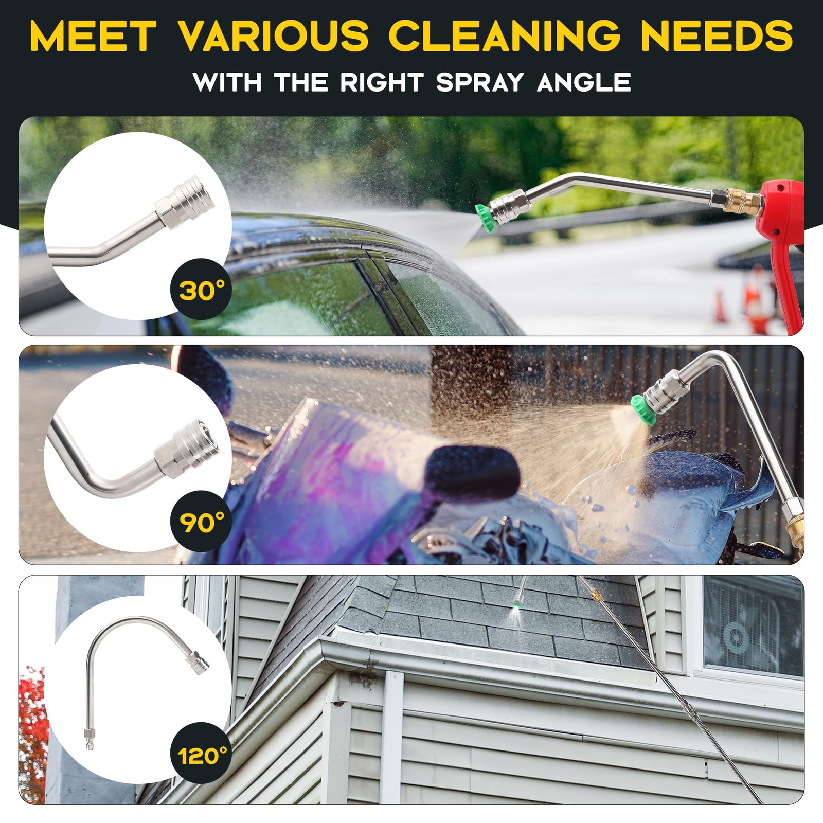 Pressure Washer Extension Wand with Gutter Cleaner Attachment, 30° 90° 120° C…