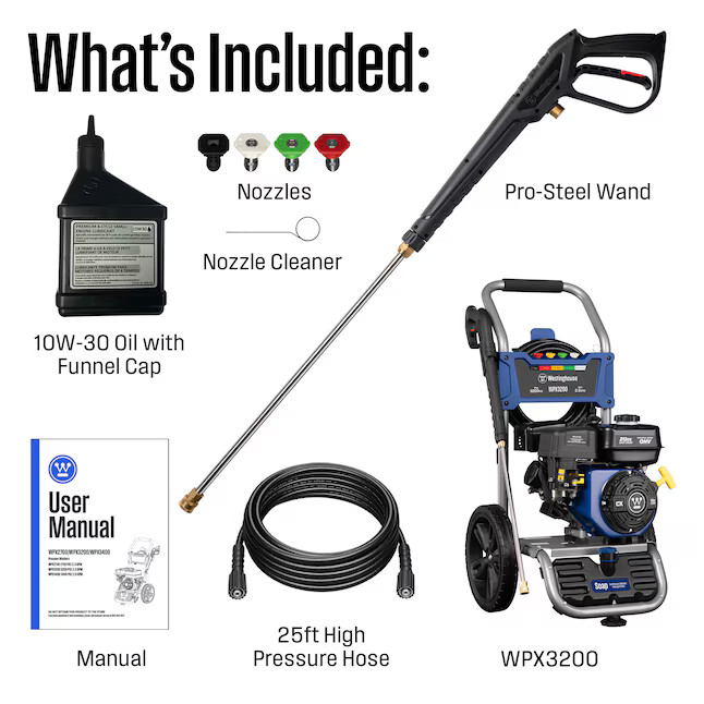 Westinghouse WPX3200 5 Nozzles + Soap Tank Included 3200-PSI 2.5-GPM Cold Water