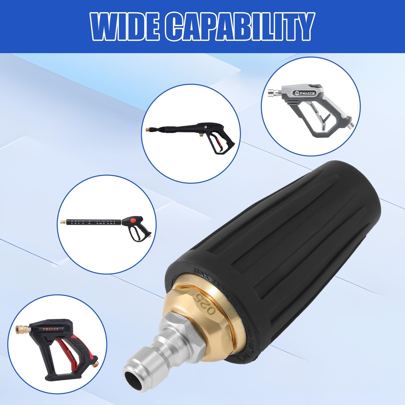 Pressure Washer Nozzle Tips Full Set, 3600 PSI Rotating Turbo Nozzle for Powe…