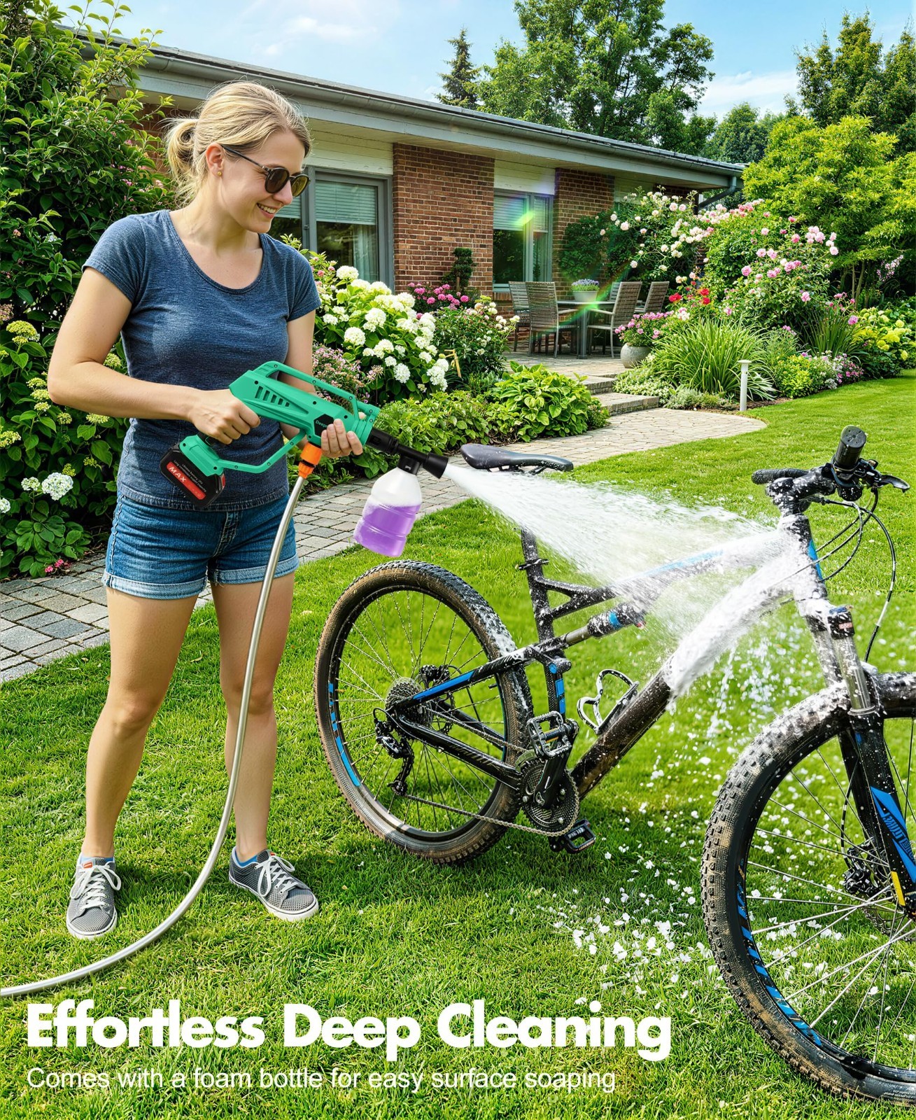Portable Cordless Car Washer – 6-in-1 Nozzle, Brushless Motor, 3 Levels, Battery