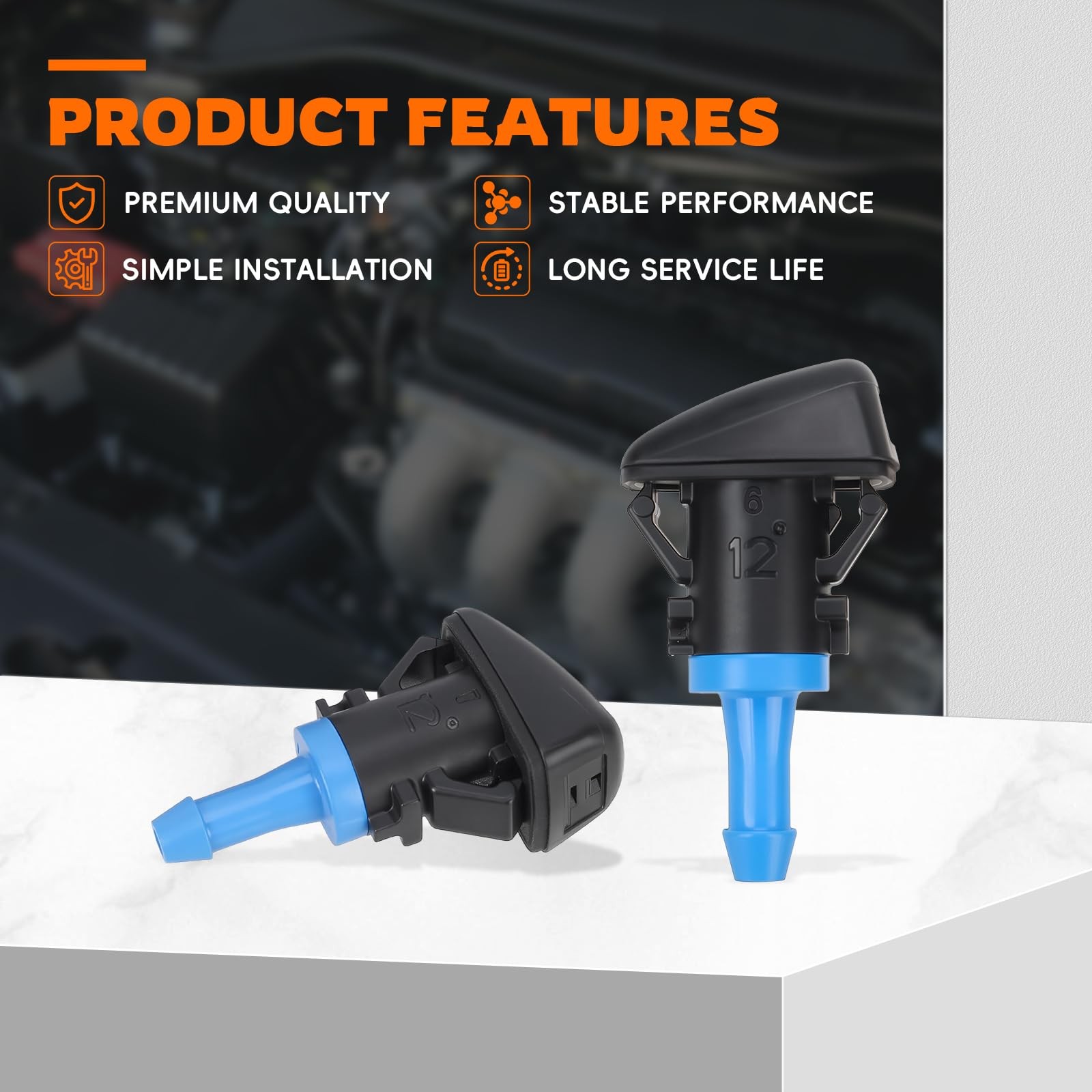2PCS 68024312AB Front Windshield Wiper Washer Jet Nozzle Spray Sub Assembly Fit