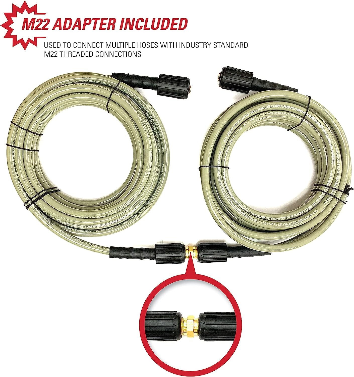 MorFlex Series 3700 PSI Pressure Washer Hose – 25-Foot Cold Water Use