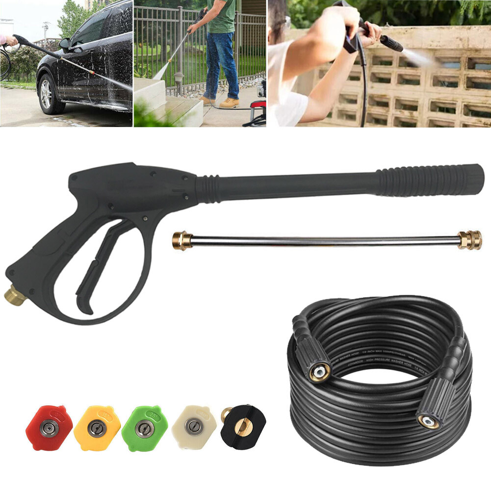 4000PSI High Pressure Power Washer Spray Gun Wand Lance Nozzle Tip Hose M22 14mm