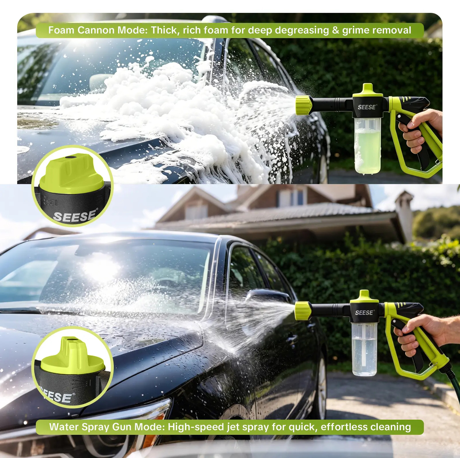 Seese Car Wash Foam Gun for Garden Hose, Foam Cannon Car Wash Kit with High Pres