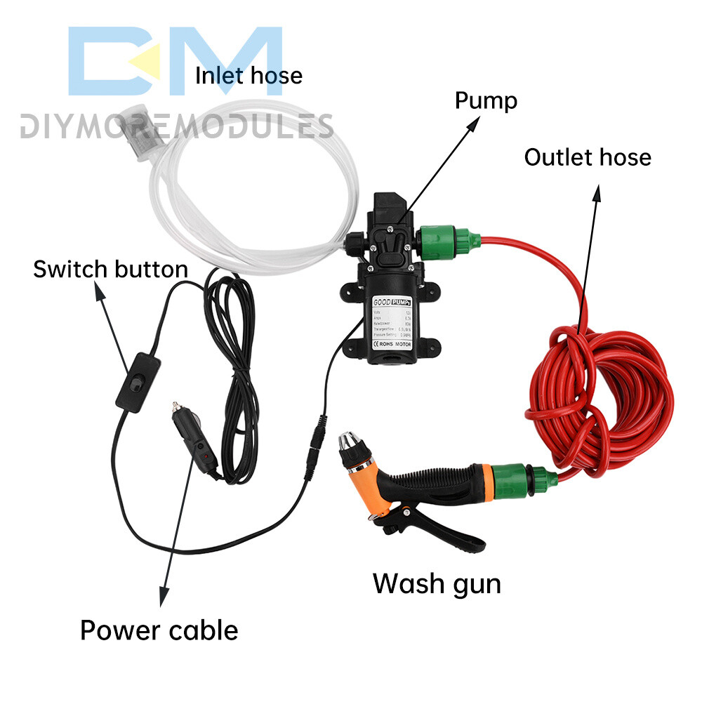 DC12V Portable Car High Pressure Washer Water Wash Cleaner Pump Kit Self-Priming
