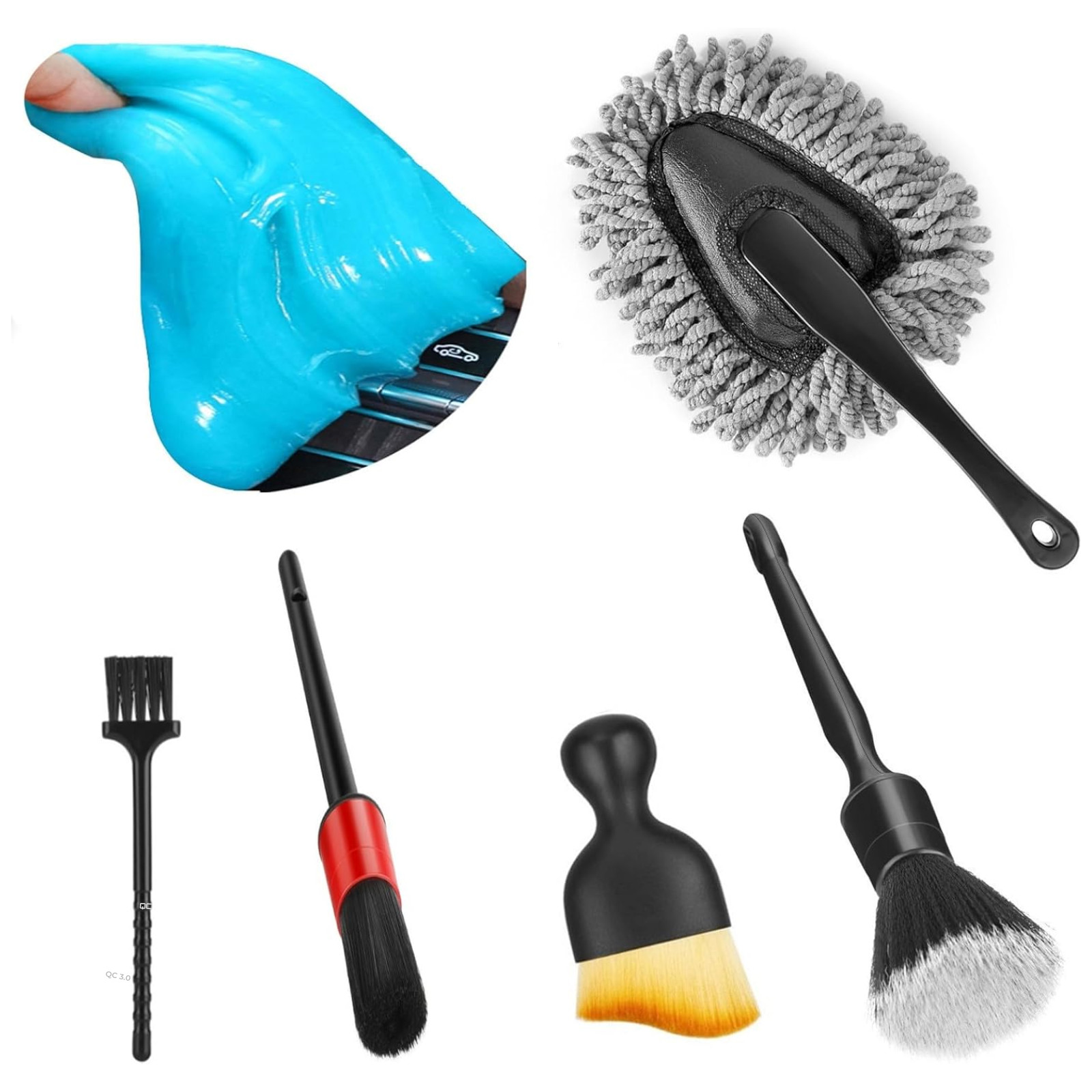 Car Interior Duster & Detail Brush Cleaning Gel Kit | Dash Vent Detailing Tools