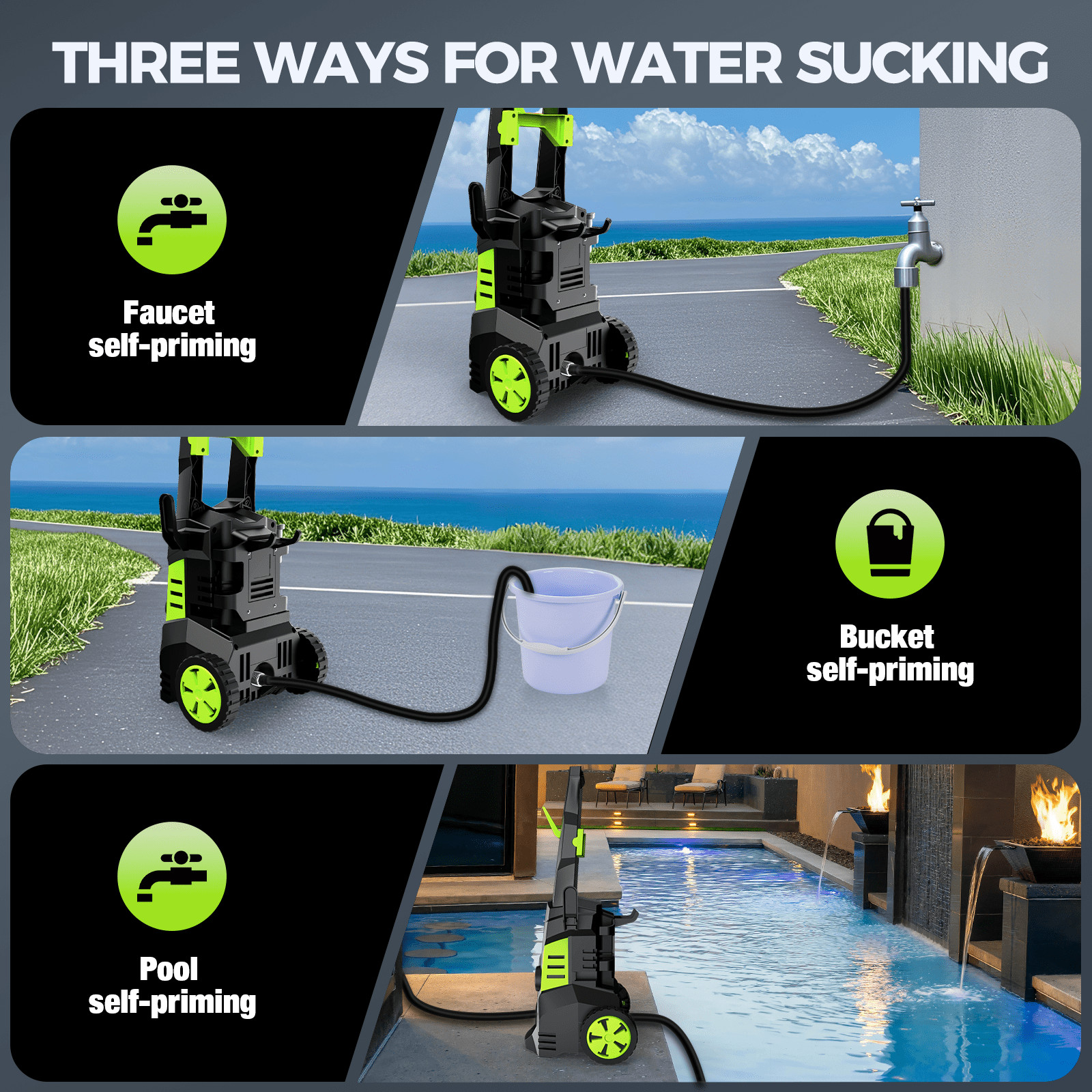 HOMSHADE 1800W Electric Pressure Washer, 5000 PSI, 3.0 GPM, Portable with 4