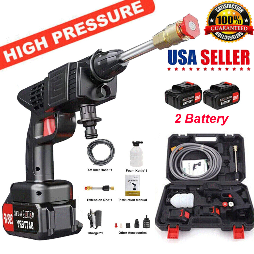 Cordless Electric High Pressure Water Spray Gun Portable Car Washer Cleaner Tool
