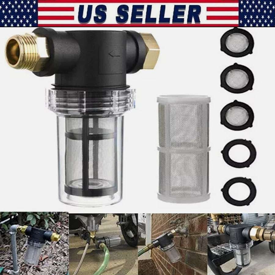 Garden Hose Inlet Filter Inline Water Pressure Washer Sediment Filter D7P8 3/4″