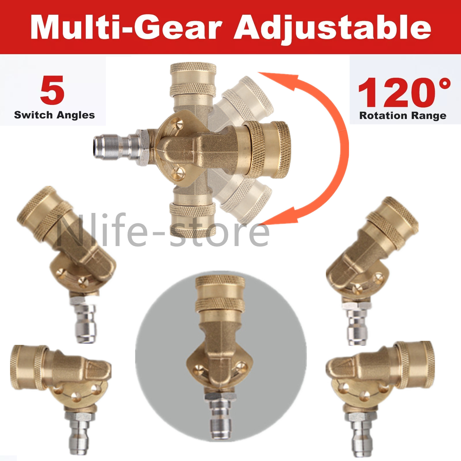 High Pressure Washer Nozzle Tips Wand Pivot Coupler Gun Power Spray Kit 5000 PSI