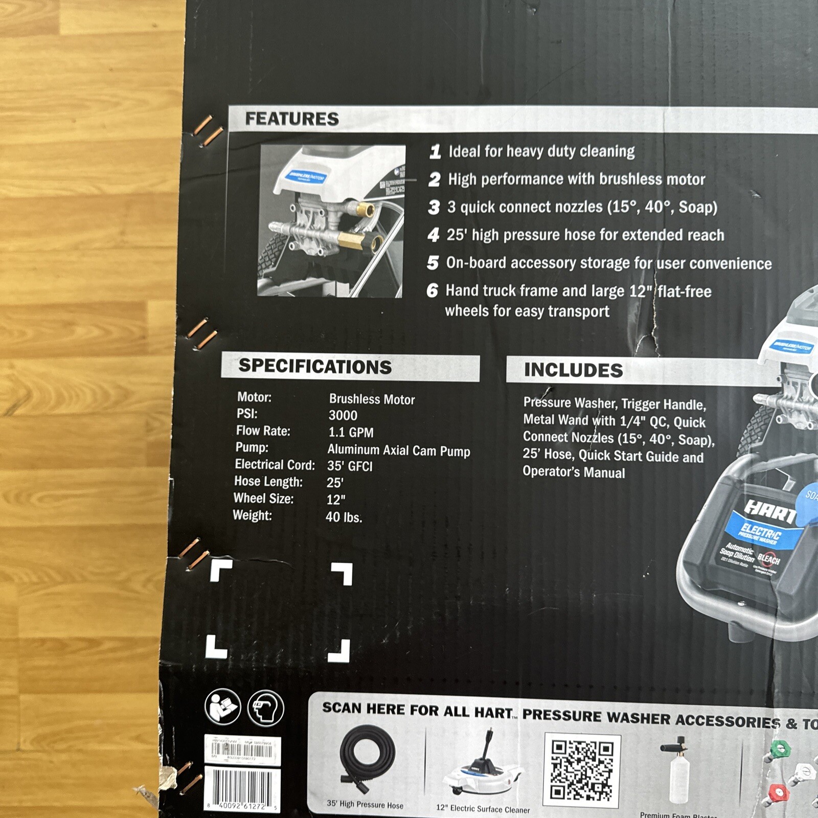 Hart HW143011VNM 3000PSI 1.1 GPM Cold Water Electric Pressure Washer (FVS027561)