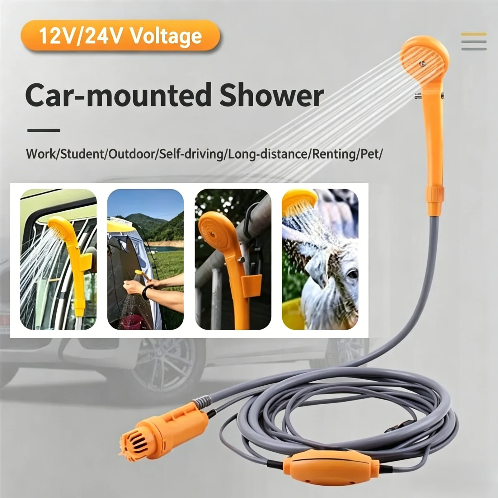 12V Portable Car Wash Pump High Pressure Electric Washer Gun for Outdoor Camping