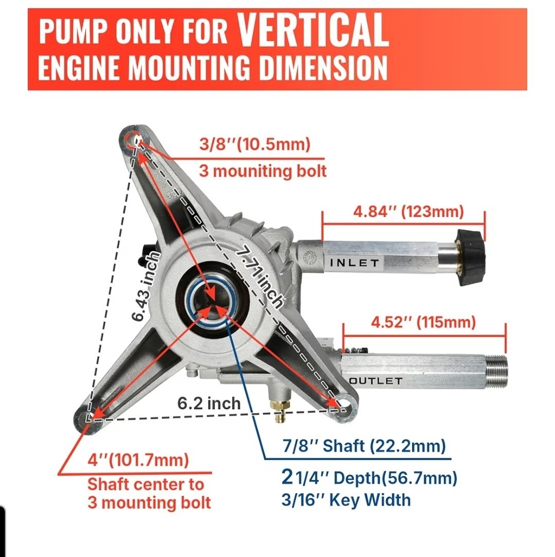 YAMATIC Pressure Washer Pump, 2200-2500 PSI 2.2 GPM SRMW22G26-EZ Troybilt Crafts