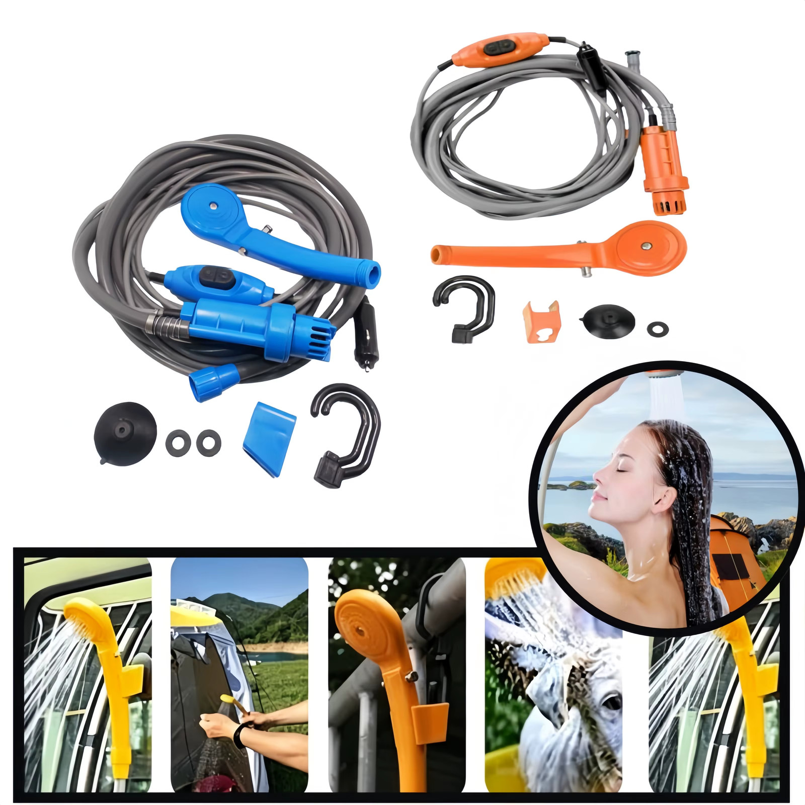 12V Portable Car Wash Pump High Pressure Electric Washer Gun for Outdoor Camping