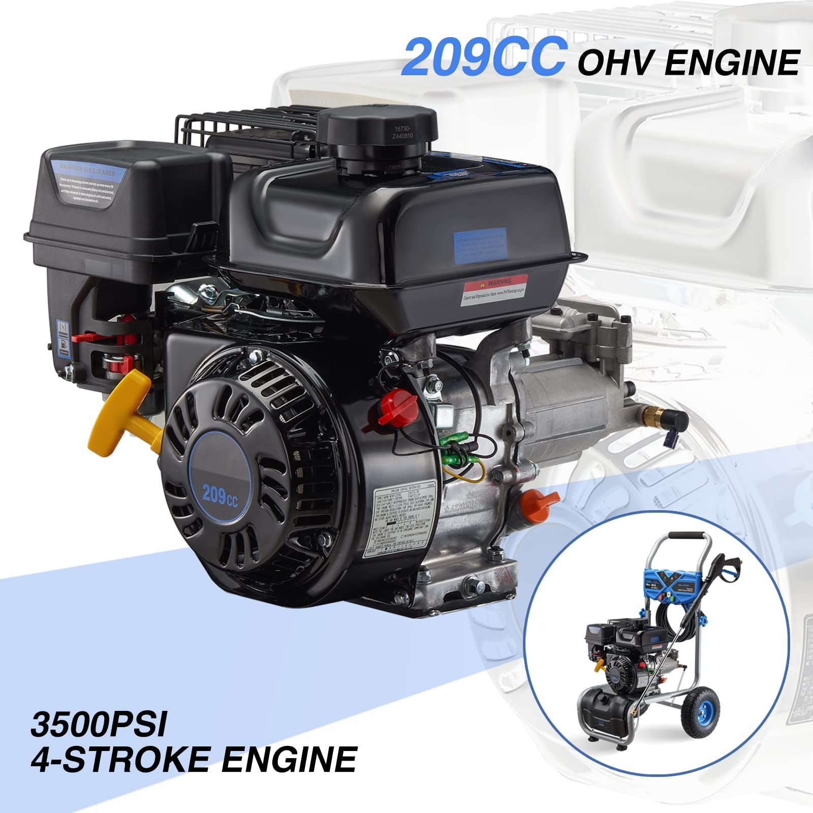 3500 PSI 2.3 GPM Cold Water Gas Powered High Pressure Washer 209cc 4 Nozzles New