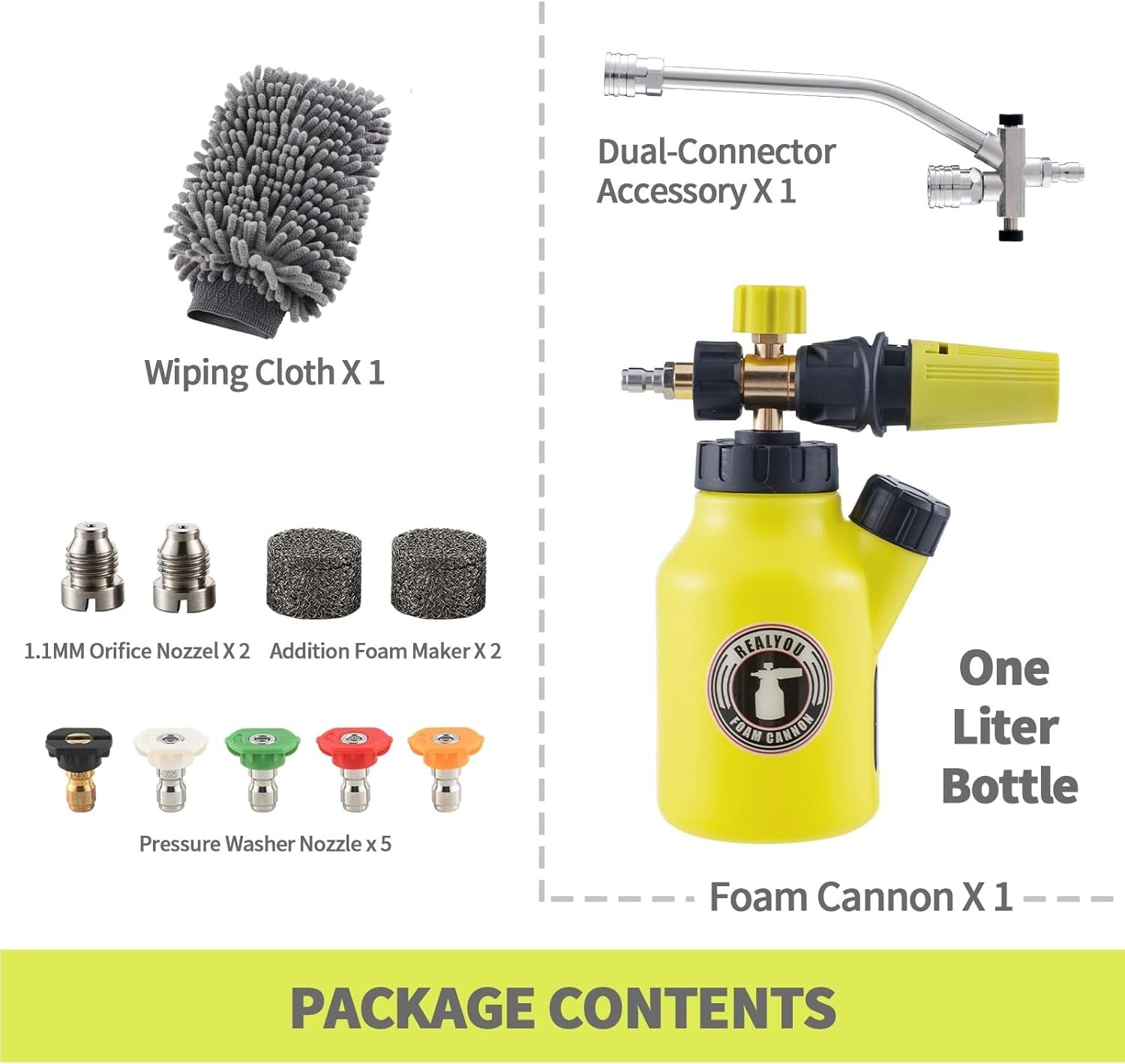 Foam Cannon with Foam Cannon Dual-Connector, Pressure Washer Accessory for Ca…