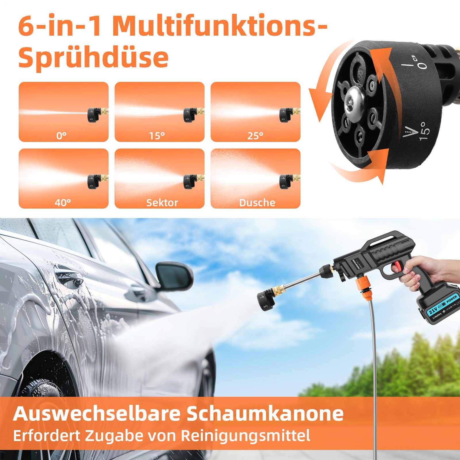Portable Cordless Electric High Pressure Water Spray Gun Car Washer Cleaner Tool