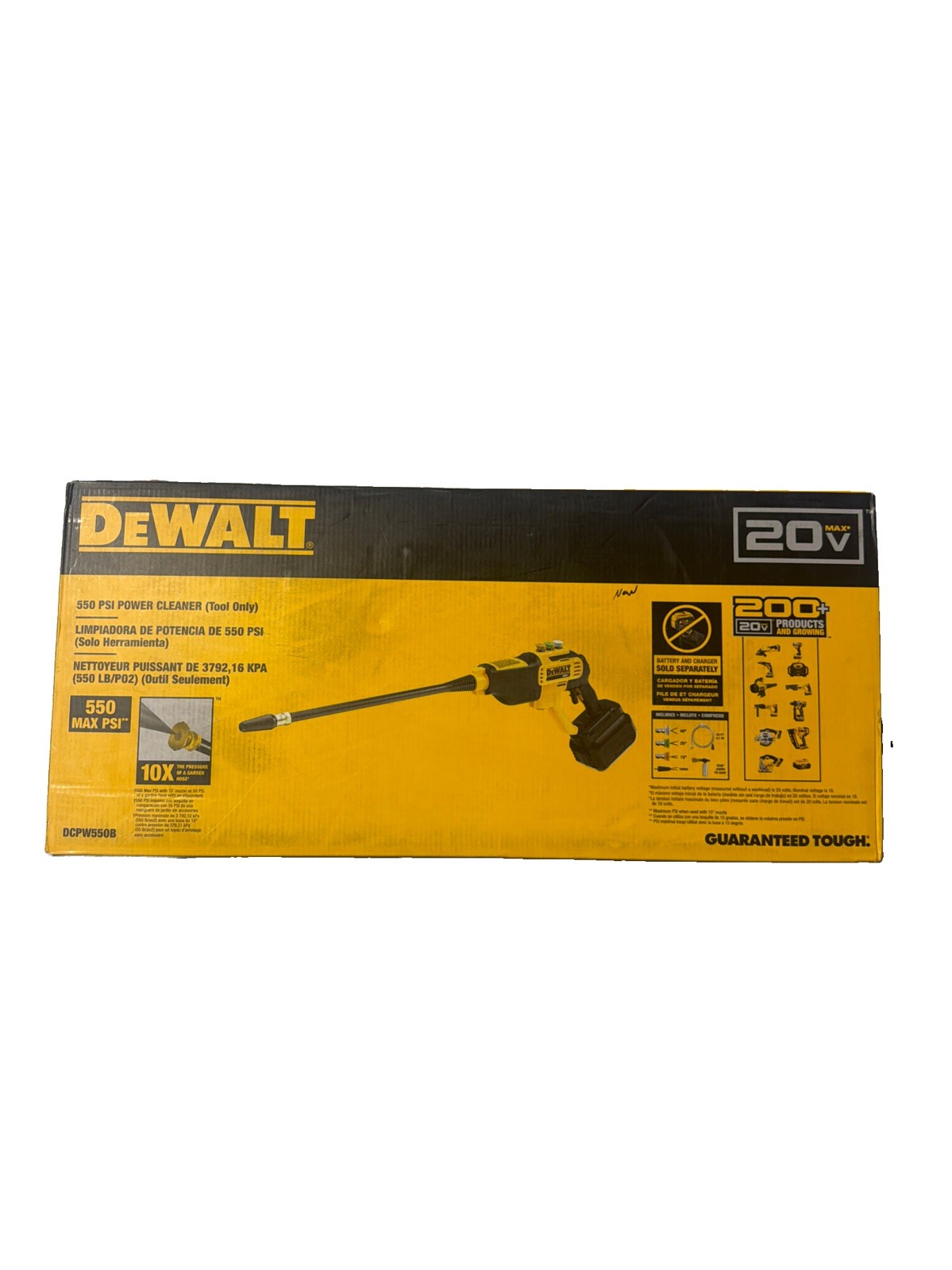 DEWALT DCPW550B 20V 550 PSI Power Cleaner Pressure Washer