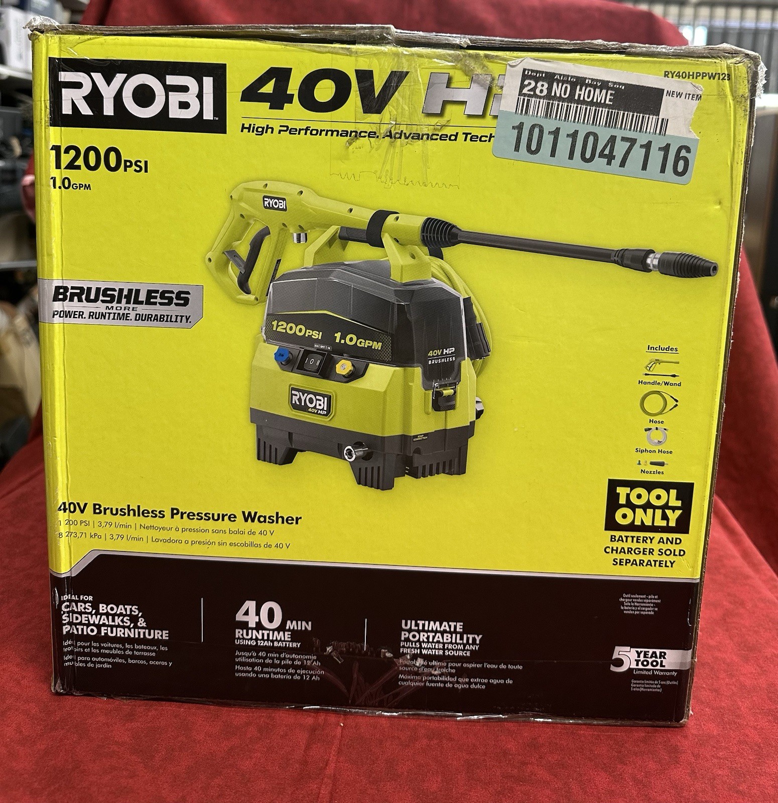 💥BRAND NEW FACTORY SEALED💥RYOBI RY40HPPW12B 40V Brushless PRESSURE WASHER!!!💥