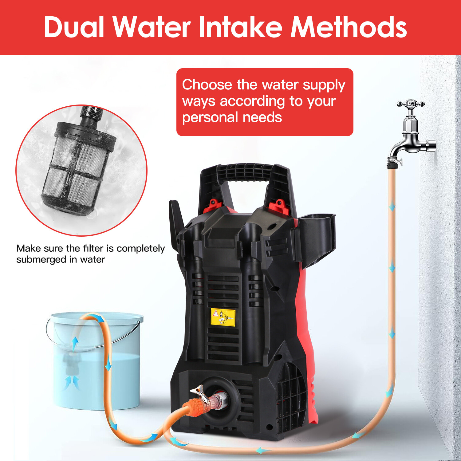 3000PSI 2.6GPM High Pressure Washer Adjustable Spray Nozzle Extended Hose 1400W
