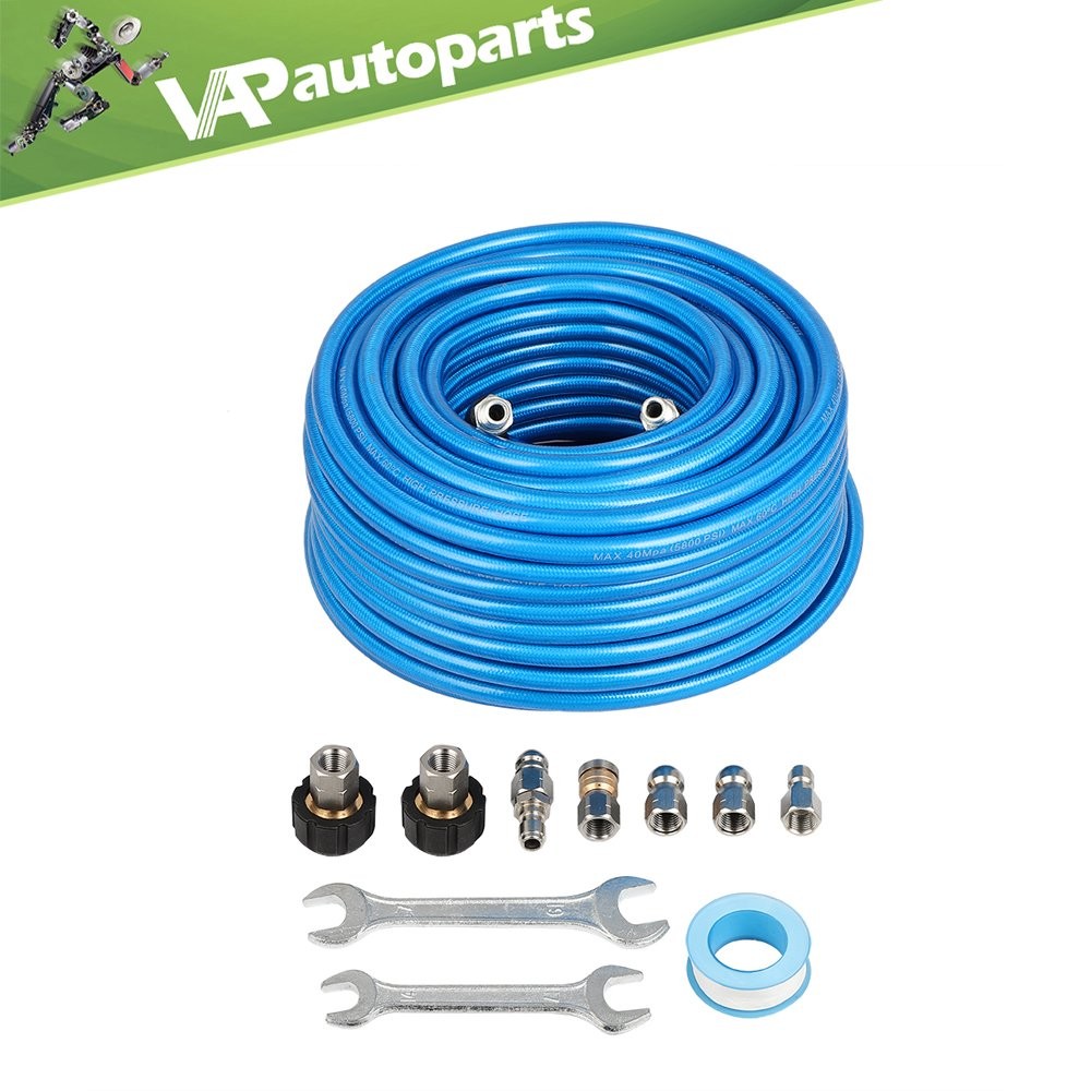 Blue 5800 PSI Pressure Washer Sewer Jet Kit 100ft 1/4″ Upgraded PU Hose