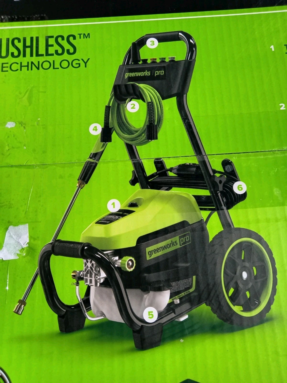 Greenworks Pro 2500 PSI Brushless Electric Pressure Washer GPI 2500 25ft HoseNEW