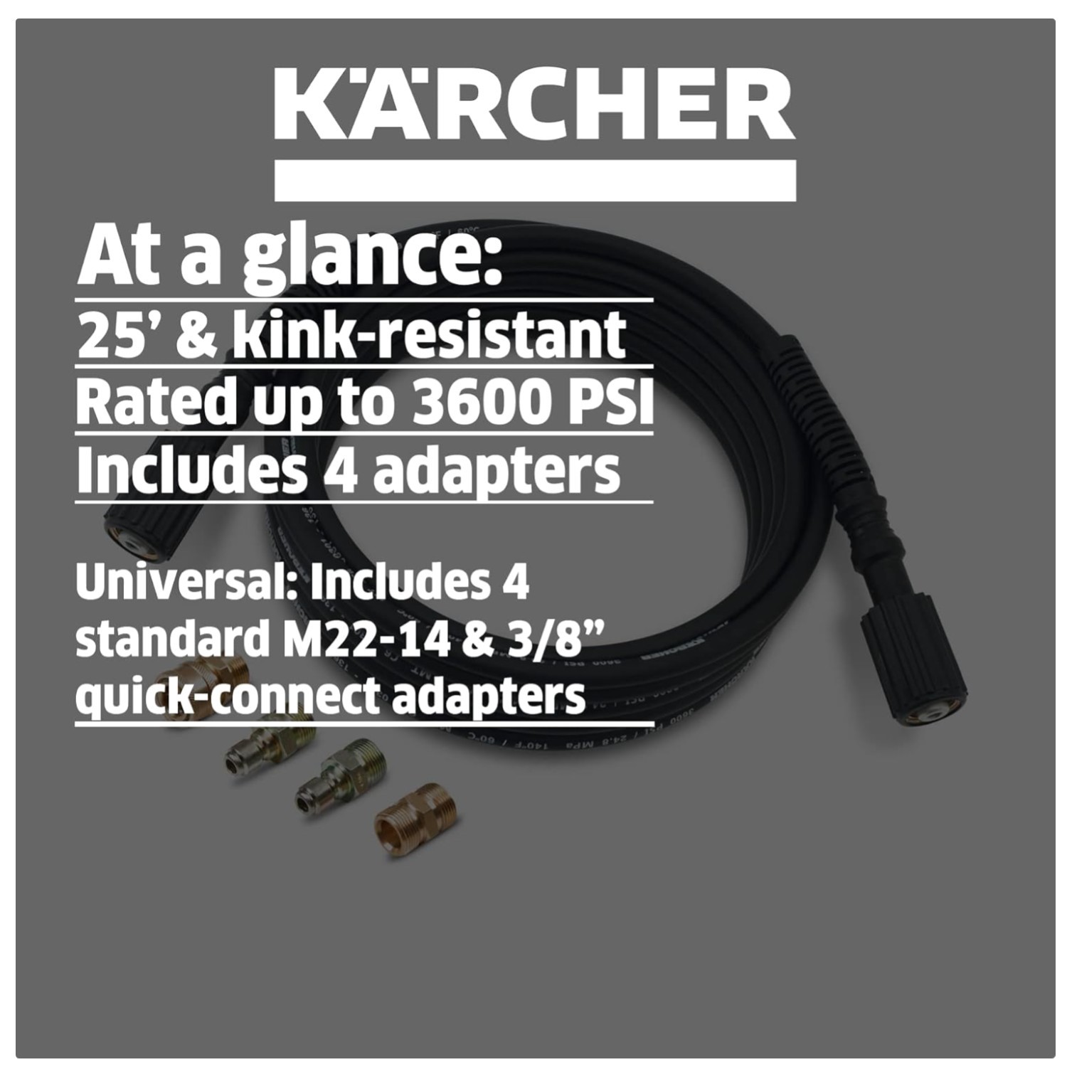 25′ Hose for Pressure Washers – Quick Connect, M22 Fitting
