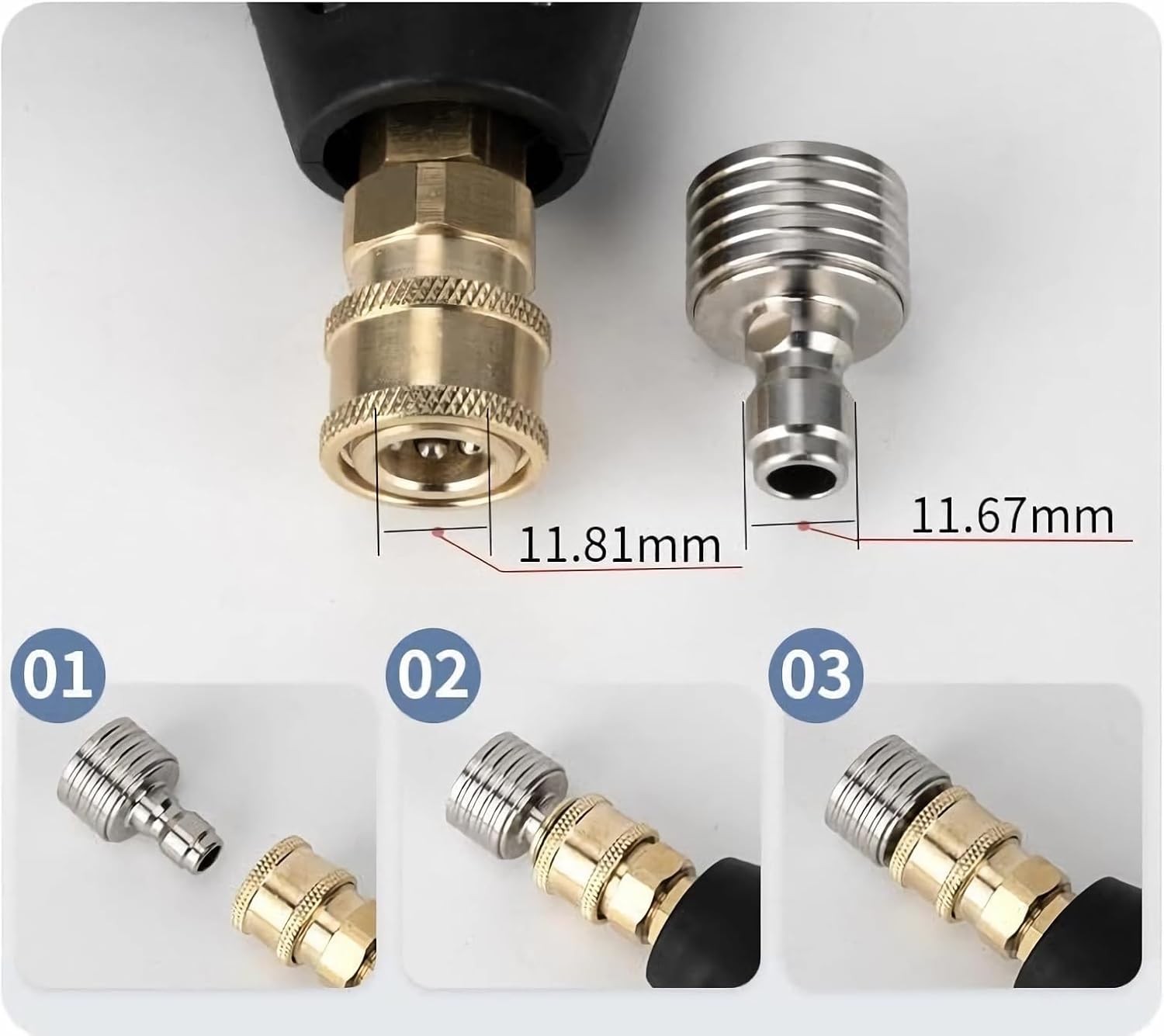 Stainless Steel Pressure Washer Shower Nozzle 1/4″ Quick Connect Adapter