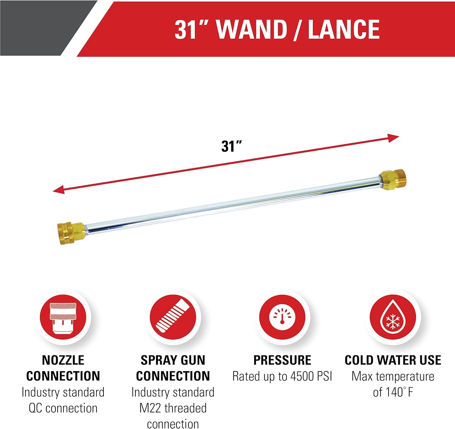 Cleaning 80479 Universal 31-Inch Pressure Washer Wand for Cold Water Use up