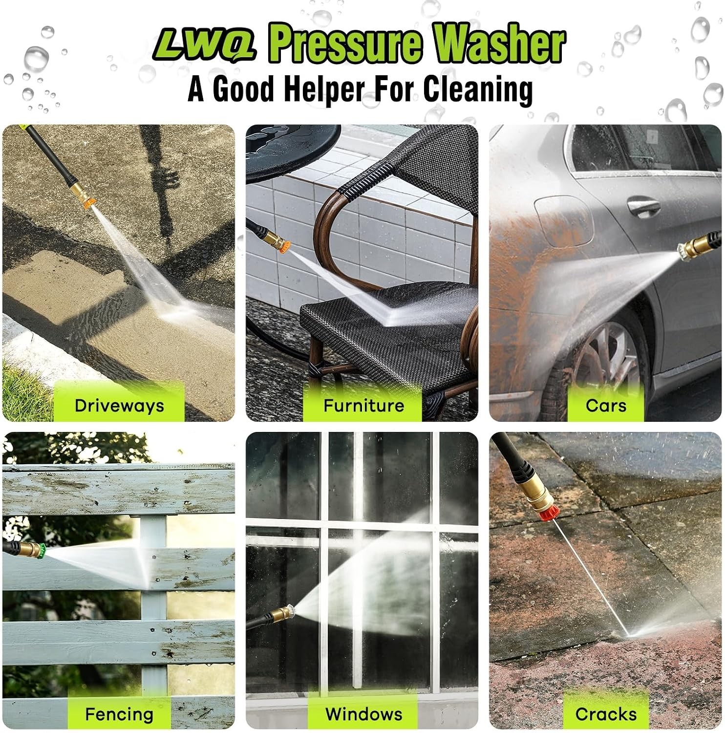 Bright Green Pressure Washer for Cars & Patios