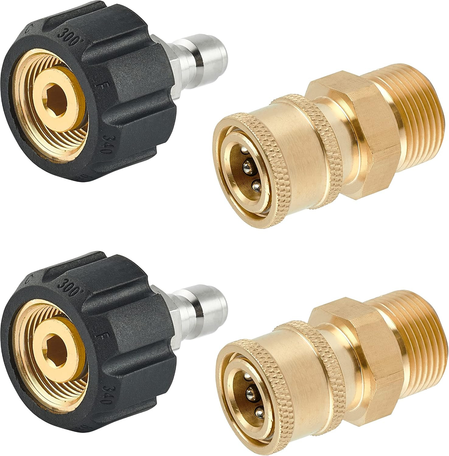 Pressure Washer Quick Connect Fittings, M22 14mm to 1/4 Inch Quick Connect Press