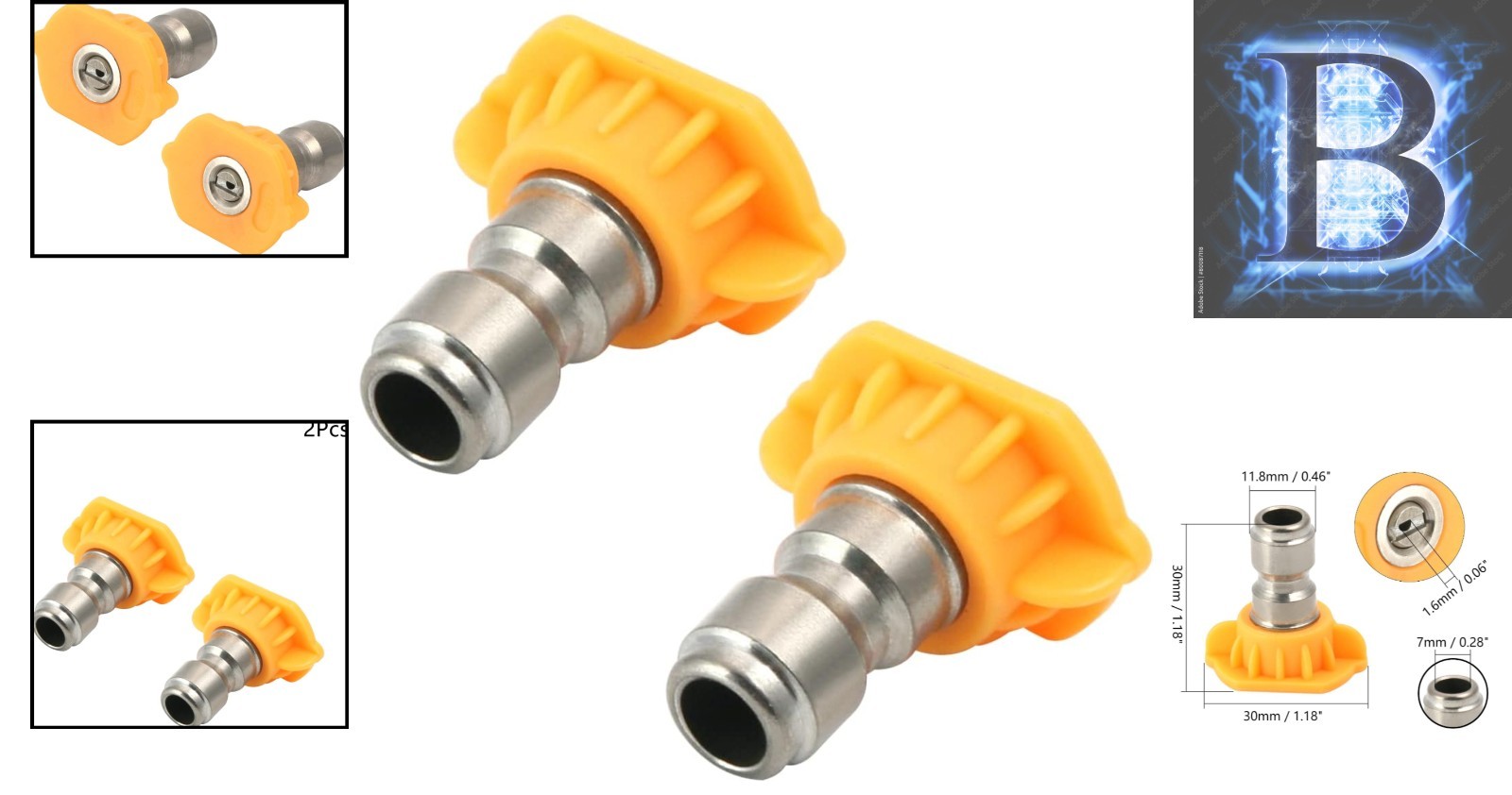 Compact 1/4″ 15° Stainless Steel Spray Nozzle Set – Perfect for Pressure Washing