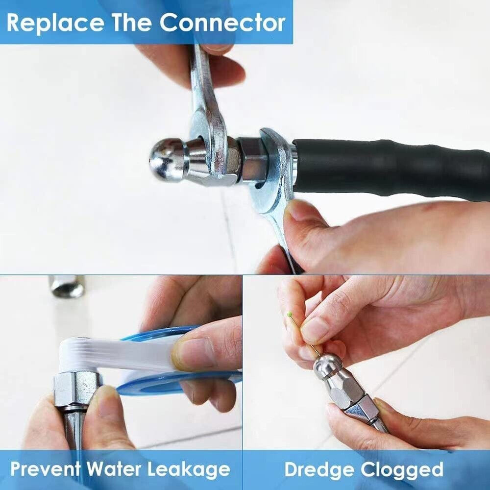 Sewer Jetter Nozzle Kit 1/4″ NPT 200FT Drain Cleaning Hose For Pressure Washer