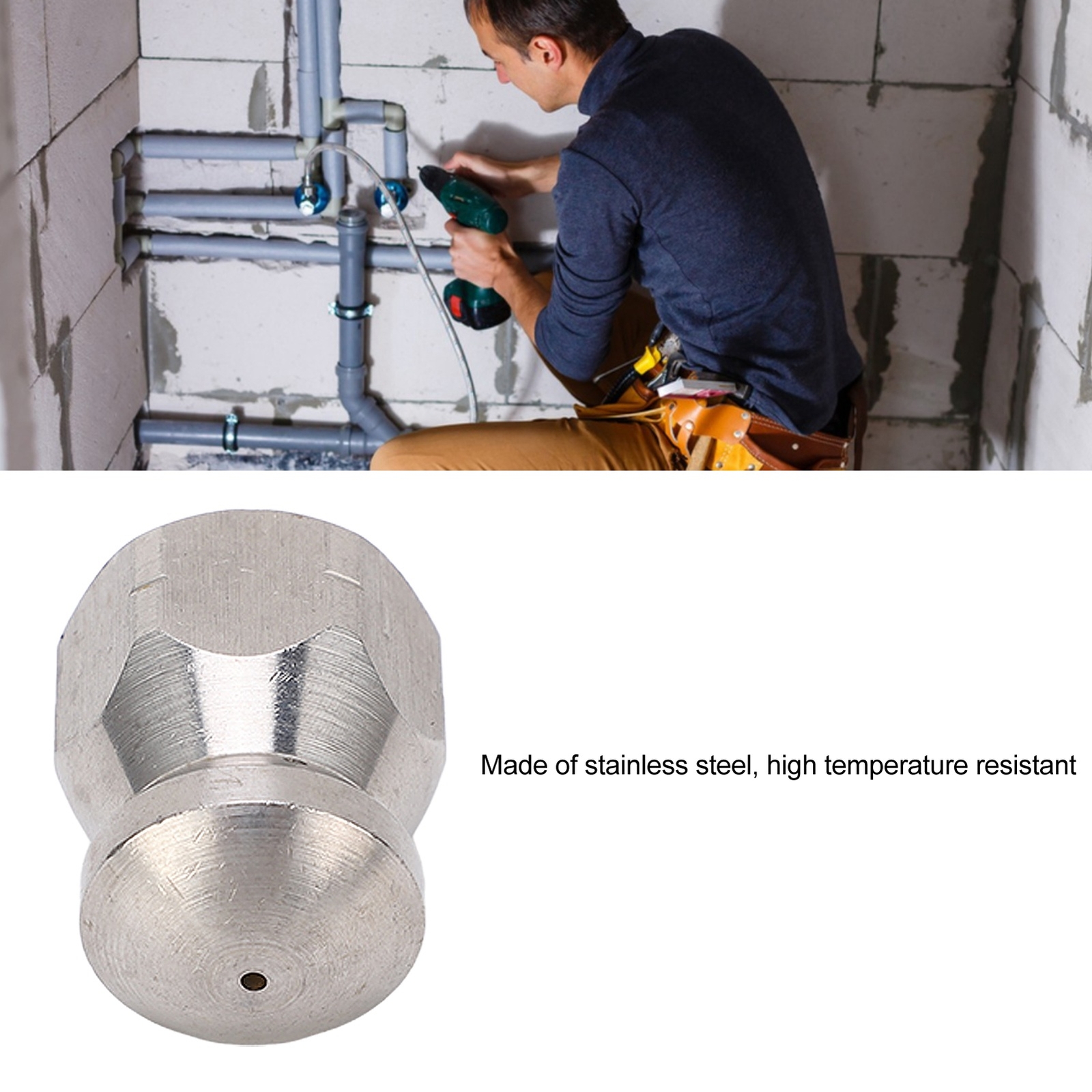 5000PSI 6 Holes G3/8in High Pressure Washer Nozzle Pipe Dredging Cleaning Nozzle
