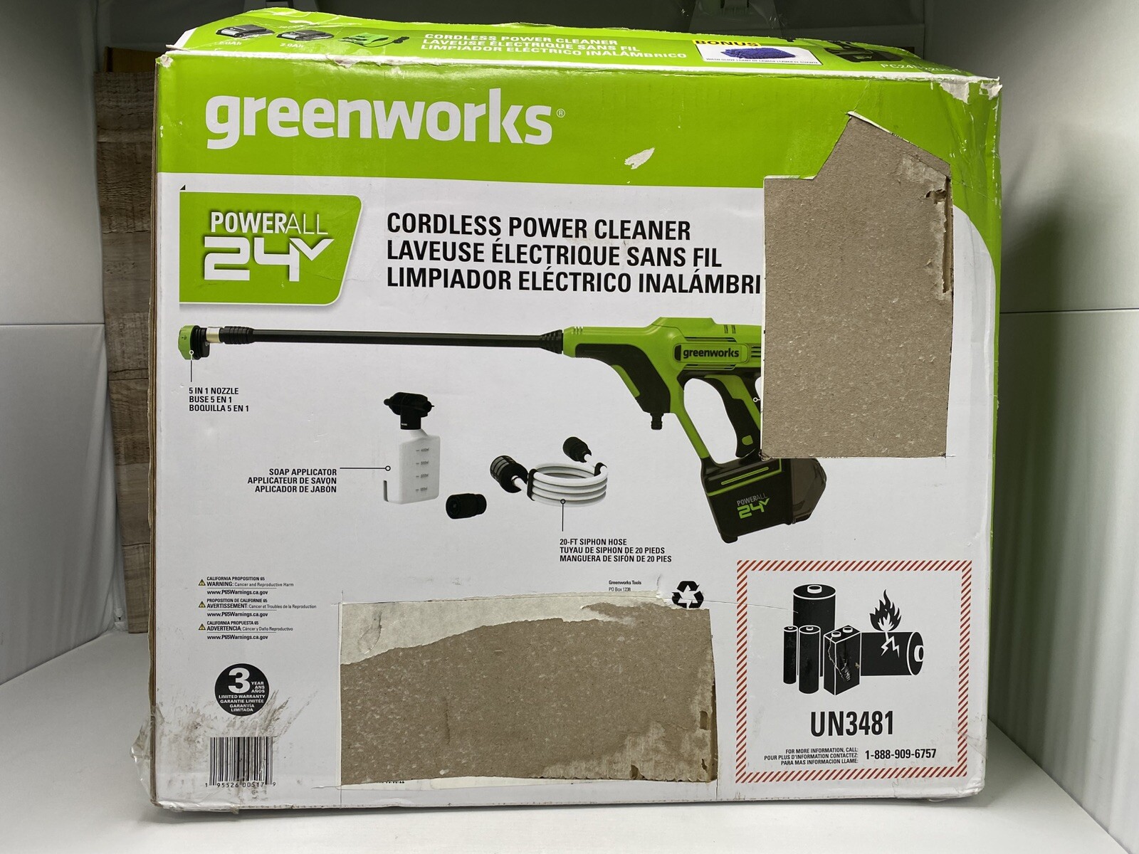Greenworks 24V 600 PSI Pressure Washer Cordless Power Cleaner w/ (2) Batteries