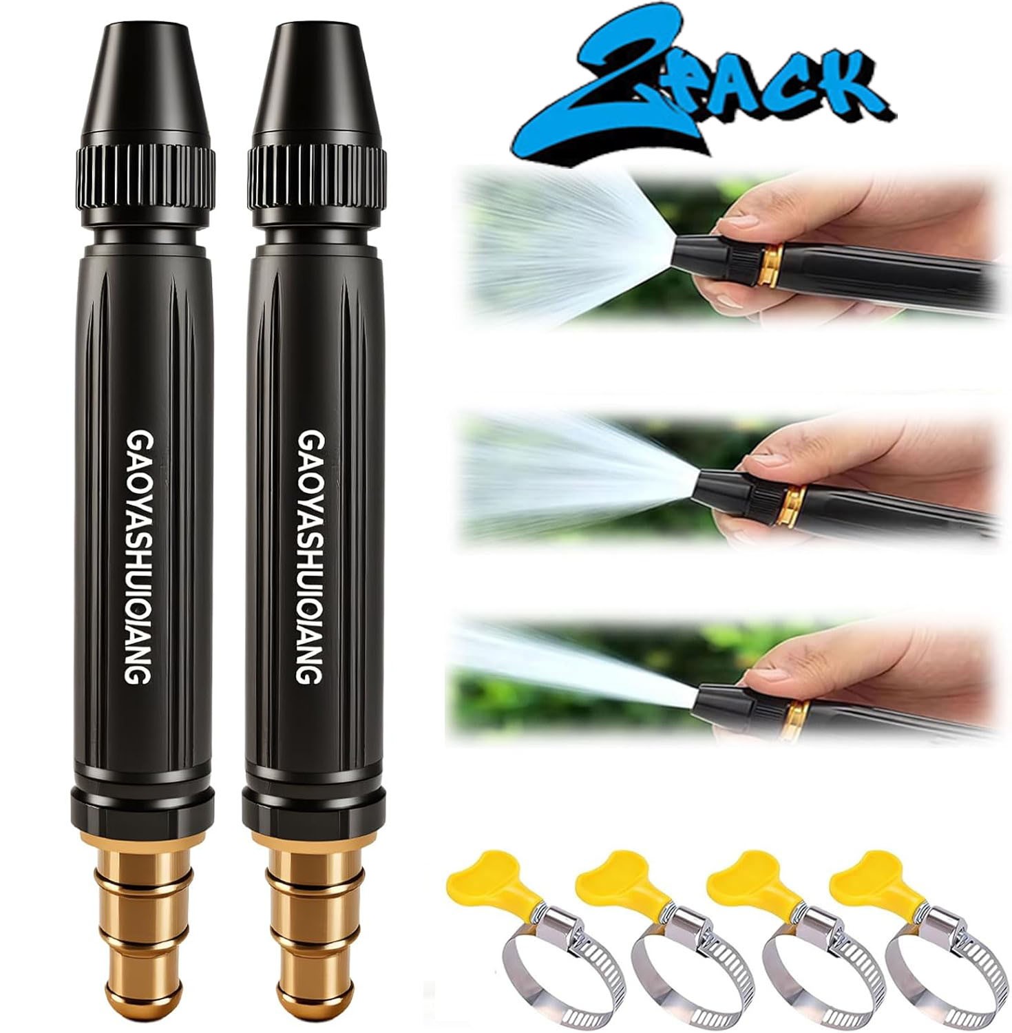 2pcs High Pressure Hose Nozzle Water Gun for Car Wash Garden Pressure Booster US