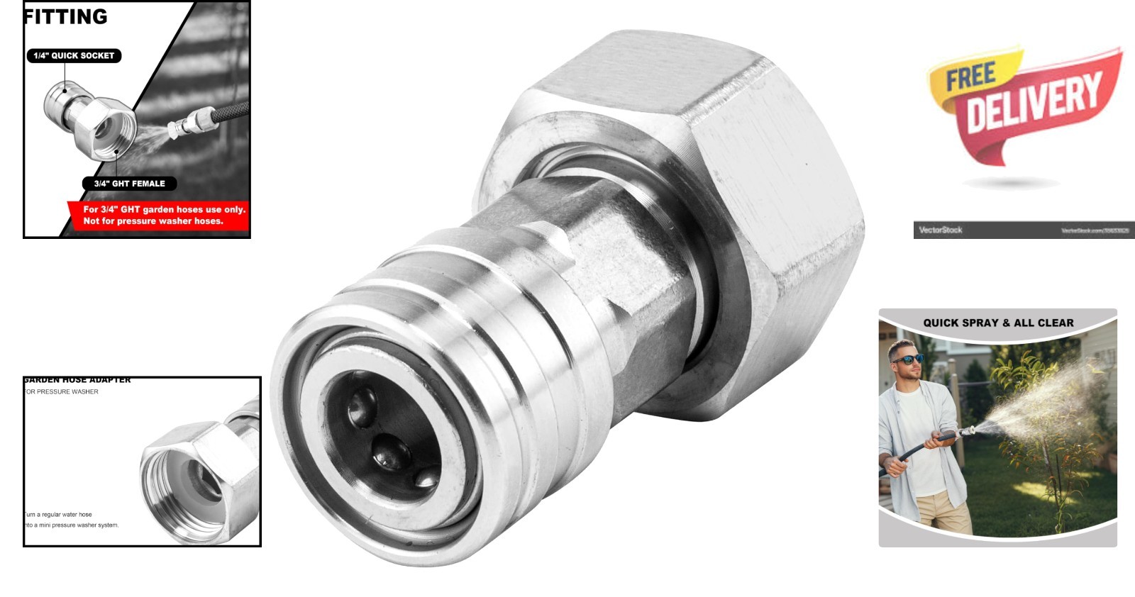 Compact Garden Hose to Mini Pressure Washer Adapter – Ideal for Easy Cleaning