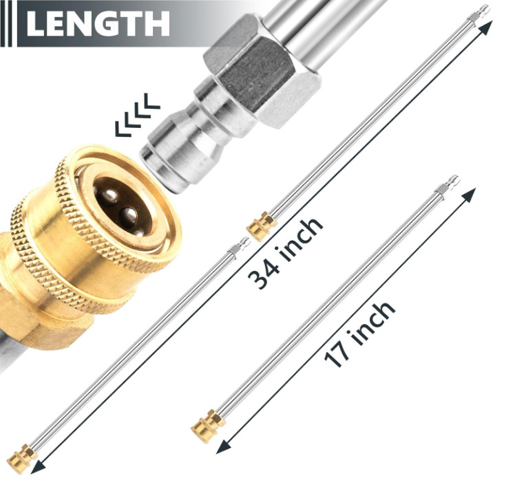 Pack de 2 Lanzas para Hidrolimpiadora 17″ Acero Inox con Conexión Rápida 1/4″