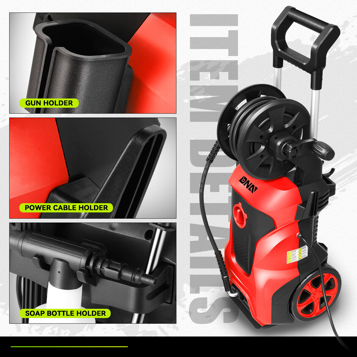2176 PSI 2.4GPM High Pressure Power Washer Portable Electric Cleaner Machine