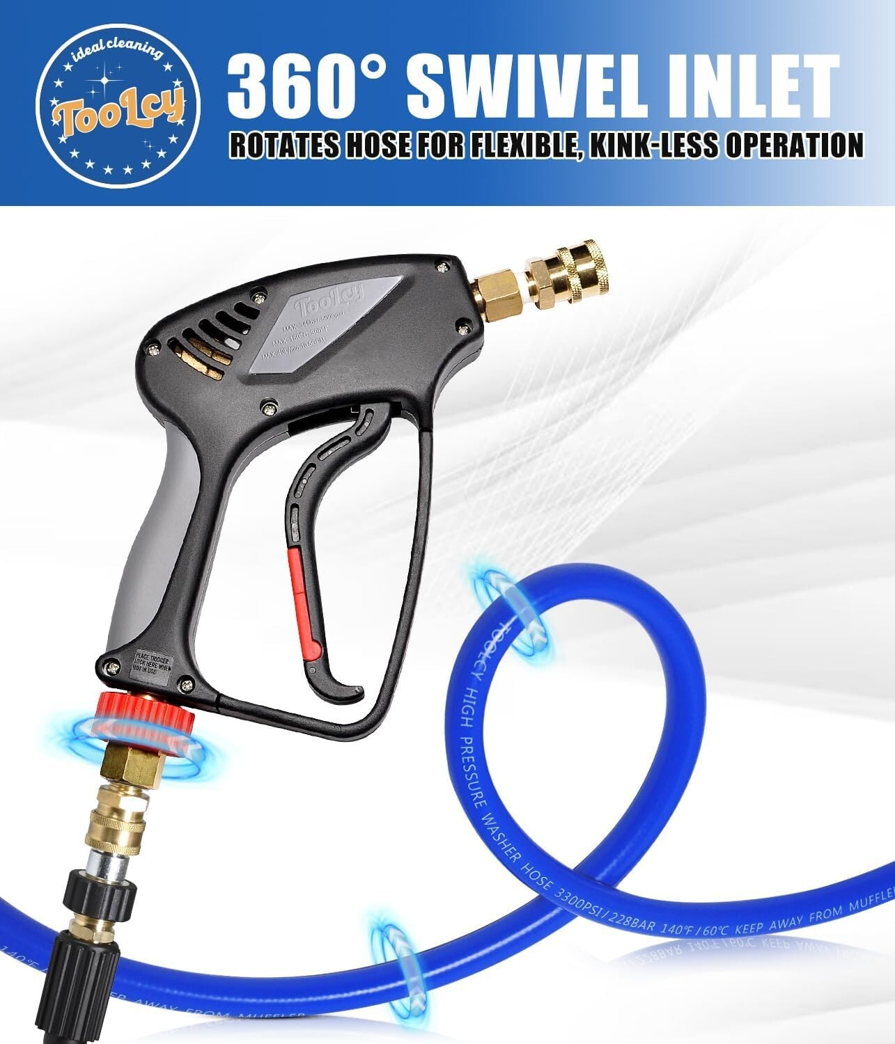 TOOLCY Pressure Washer Gun, 5000PSI 10.5GPM, M22-14mm Fitting, for Gas Washer