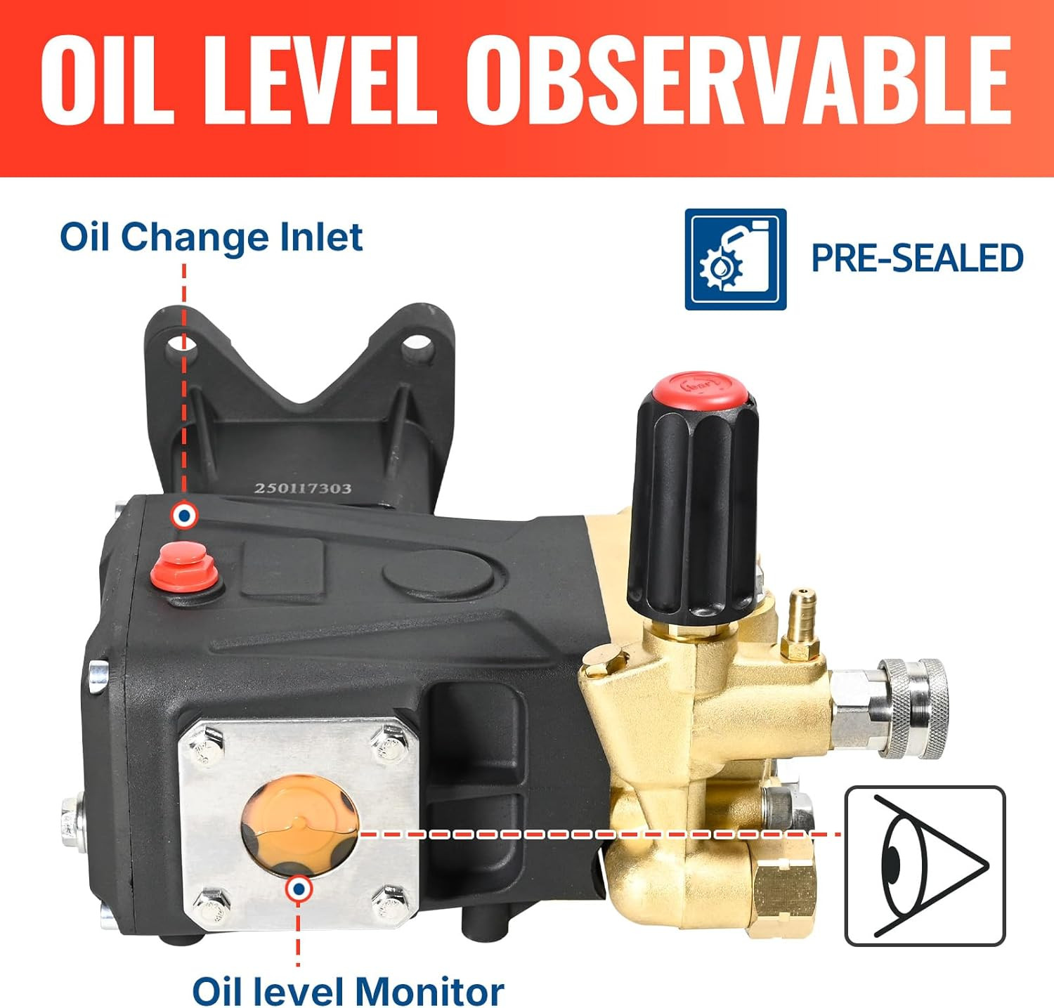 Horizontal Triplex Plunger Pressure Washer Pump 1″ Shaft 4000 PSI 3.8 GPM, Repla