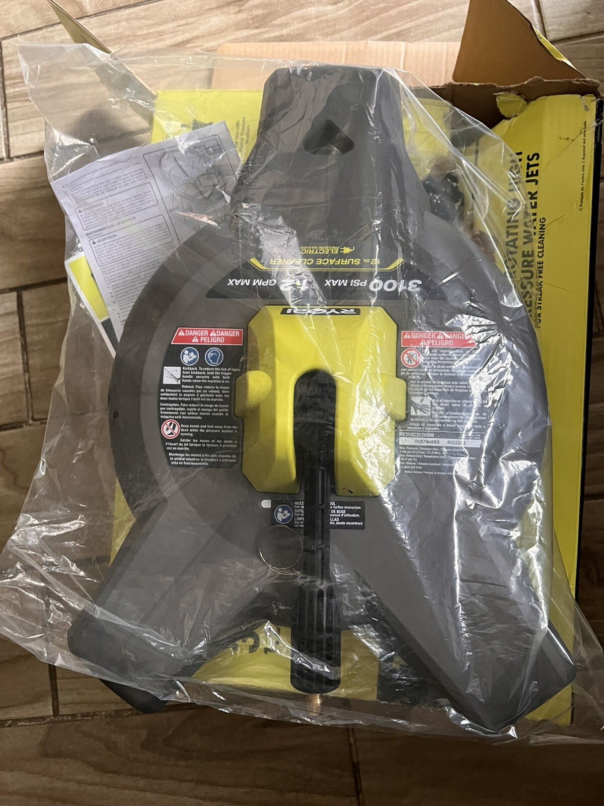 12 In. 3100 PSI Electric Pressure Washer Surface Cleaner With Caster Wheels